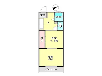 スカイラーク五香(2K/2階)の間取り写真