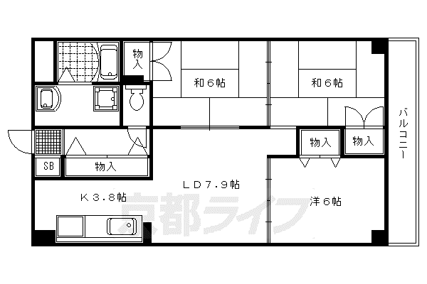 アバンサール天神川(3LDK/3階)の間取り写真