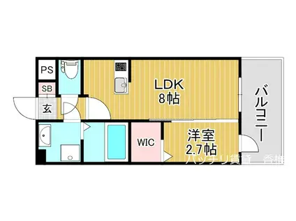 グランフォーレ千早プレミア(1LDK/6階)の間取り写真