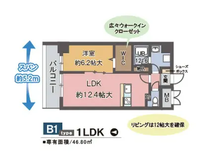 リンデンプラザ心斎橋(1LDK/8階)の間取り写真