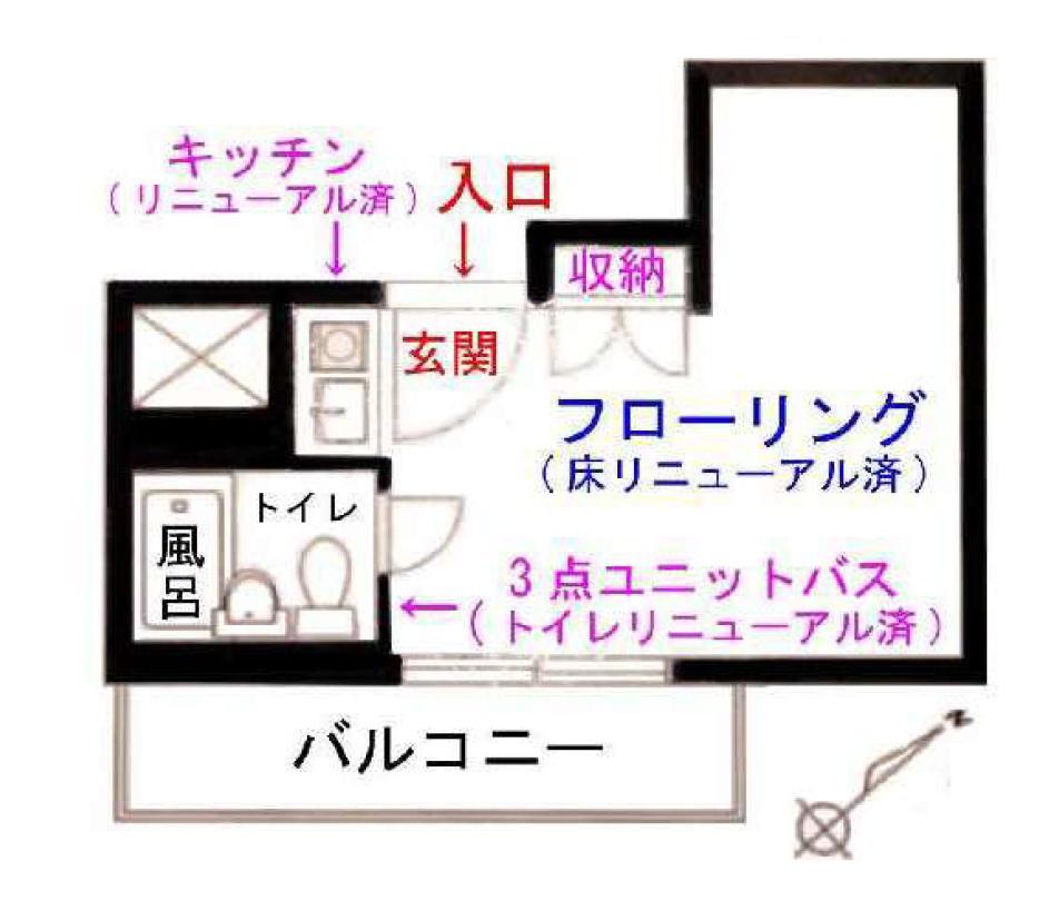 ライオンズマンション南青山シドニービル(ワンルーム/11階)の間取り写真