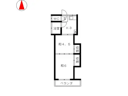 第1原荘(2K/2階)の間取り写真