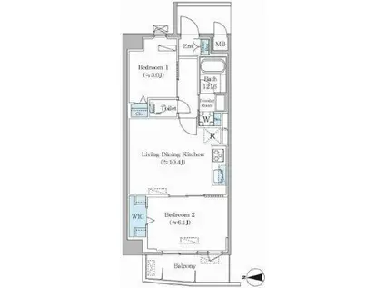 DAIWA GRACE MAISON 亀有(2LDK/5階)の間取り写真