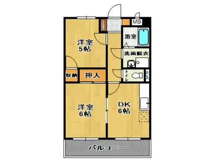 メゾンドアルファIII(2DK/3階)の間取り写真