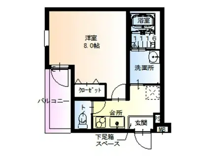 フジパレス三津屋Ⅴ番館(1K/1階)の間取り写真