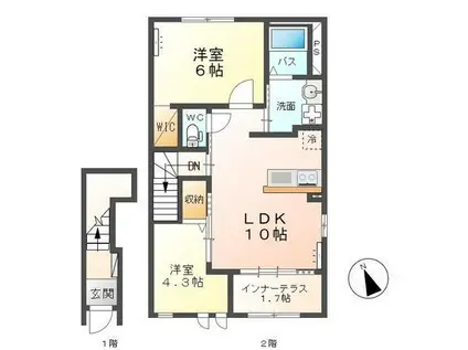 カームジェントルI(2LDK/2階)の間取り写真