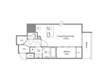 AFFLUENCE難波イースト(1LDK/6階)の間取り写真