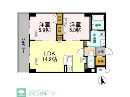 カスタリア西船橋II(2LDK/4階)の間取り写真