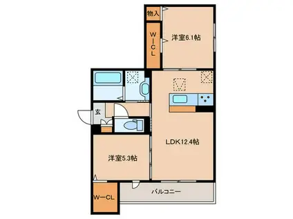 セジュールピア吉島(1LDK/1階)の間取り写真