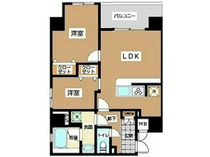JU TOWER FRONT 北斎通(2LDK/6階)の間取り写真