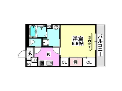 リブリ・エスポワール茨木(1K/2階)の間取り写真