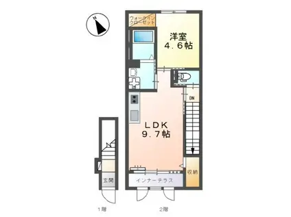 FIRST(1LDK/2階)の間取り写真