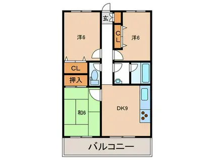 エトワール須磨(3DK/1階)の間取り写真