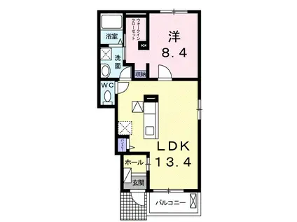 エアリーカーサ(1LDK/1階)の間取り写真