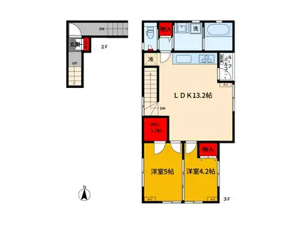 PFANNE FABRIK2(2LDK/3階)の間取り写真