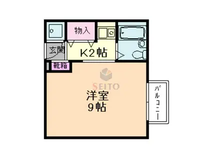 グランヴェルデ中桜塚(1K/1階)の間取り写真