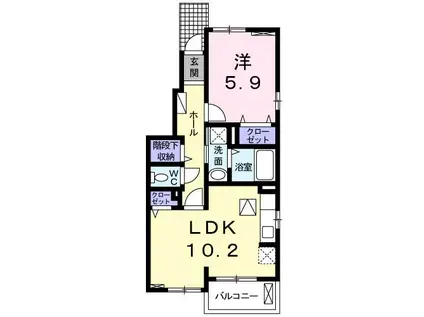 アルカンシエル(1LDK/1階)の間取り写真