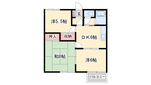 クロスロード(3DK/1階)の間取り写真