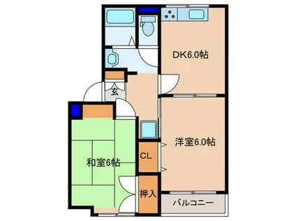 パークサイドB・S(2DK/1階)の間取り写真