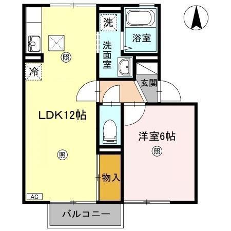 アベイユ(1LDK/1階)の間取り写真