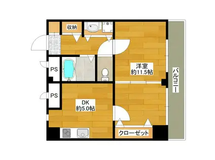 ハイムタケダT8(1DK/4階)の間取り写真