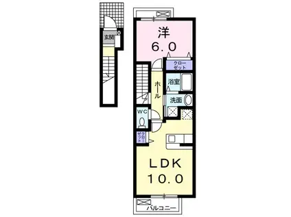 シャン・ド・フルールI(1LDK/2階)の間取り写真