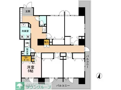 ロイヤルパークスERささしま(ワンルーム/3階)の間取り写真