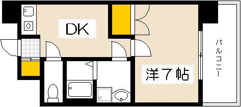 パティオ朋来居(1DK/3階)の間取り写真