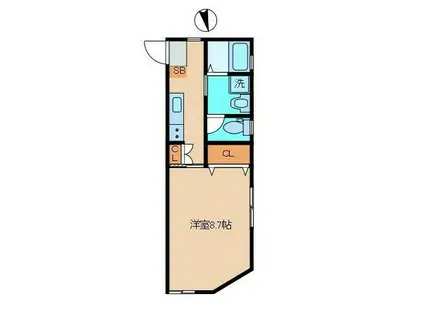 プライムウィズカリファ(1K/3階)の間取り写真