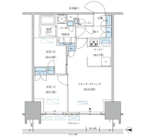 パークアクシス西大島コンフォートスクエア(2LDK/14階)の間取り写真