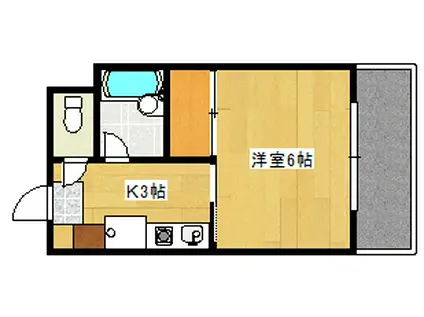 ミササアベニュー(1K/2階)の間取り写真