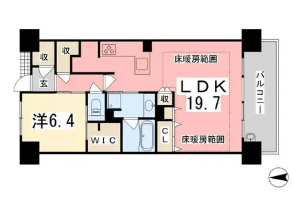 ポレスター姫路ザ・レジデンス(1LDK/15階)の間取り写真