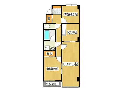 サンライフつくば(2LDK/2階)の間取り写真