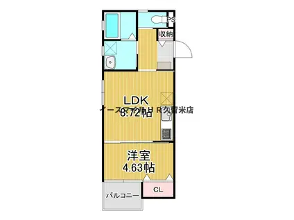 ティーレグノ野伏間(1LDK/2階)の間取り写真