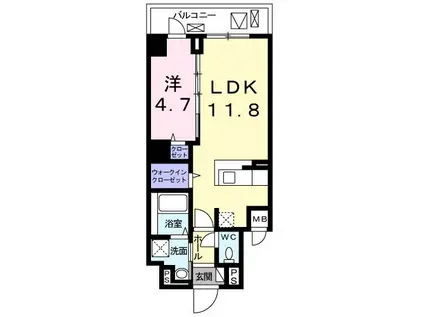 ローヤルマンション(1LDK/2階)の間取り写真