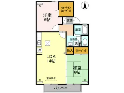 ヴィルヌーブ経堂(2LDK/1階)の間取り写真
