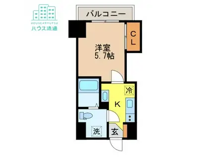 アミティ活水(1K/7階)の間取り写真