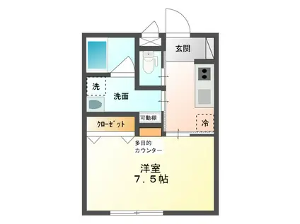リベルテ広(1K/2階)の間取り写真