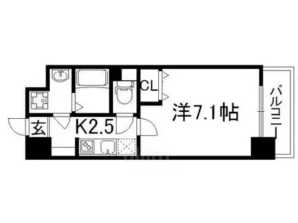 エスライズ京都河原町(1K/10階)の間取り写真