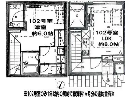 LEAGALAND目黒大岡山(1LDK/1階)の間取り写真