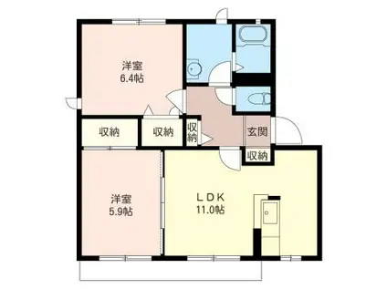 ベルツリーハイツA(2LDK/1階)の間取り写真