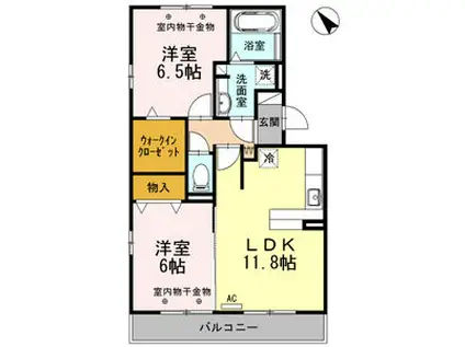 フィオーレ ジャンダルム(2LDK/3階)の間取り写真