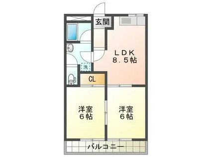 ラメールI(2LDK/1階)の間取り写真
