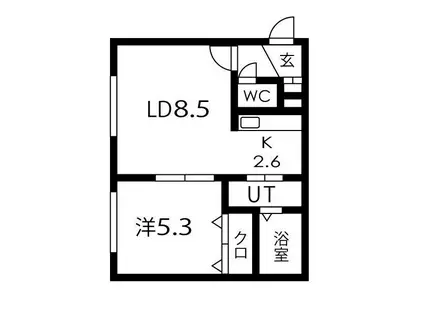 イーシティ山鼻(1LDK/2階)の間取り写真