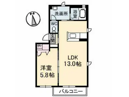 ハーズ乙多見(1LDK/2階)の間取り写真