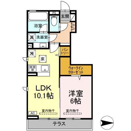 メゾン陣場(1LDK/1階)の間取り写真