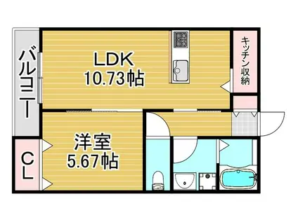 サニーガーデン糸島(1LDK/2階)の間取り写真