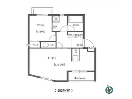 ウィステリア渋谷(1LDK/3階)の間取り写真