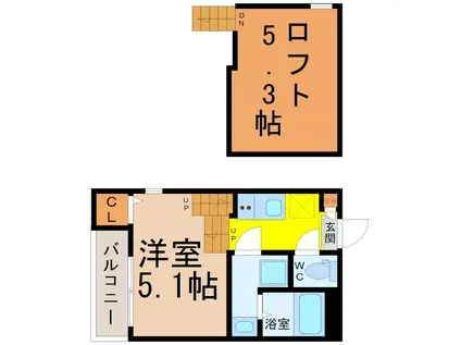 ハーモニーテラス野並VIII(1SK/1階)の間取り写真