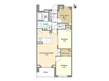 JP NOIE 等々力(2SLDK/7階)の間取り写真